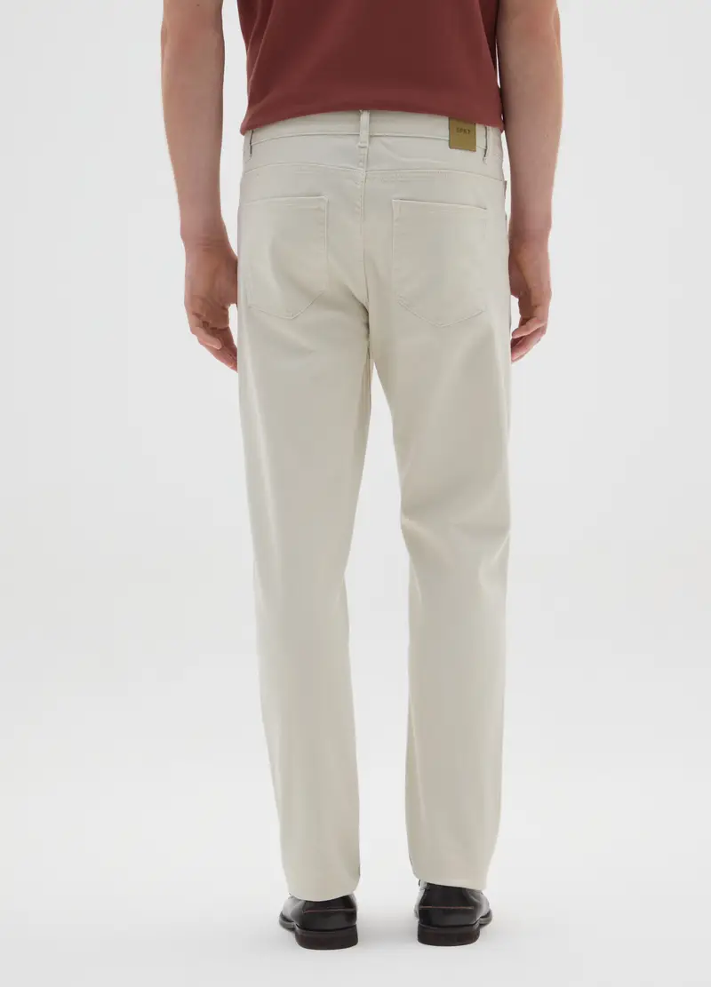 Pantaloni In Cotone Elasticizzato Beige Slim Fit, Uomo, Beige miniatura 3