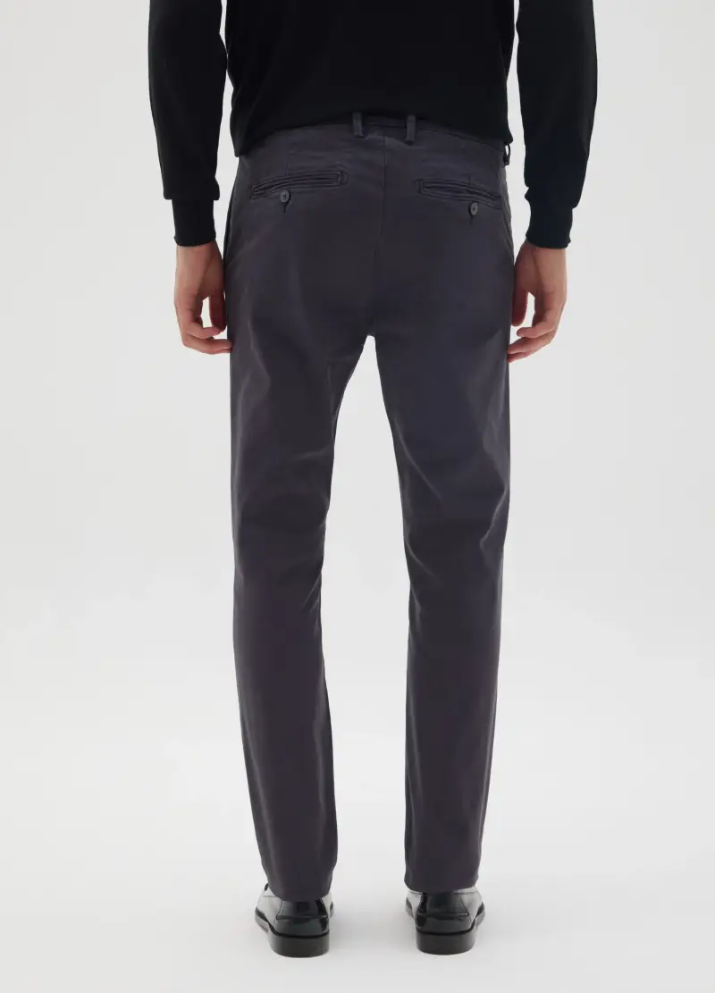 Pantaloni In Cotone Elasticizzato Blu Regular Fit, Uomo, Blu miniatura 3