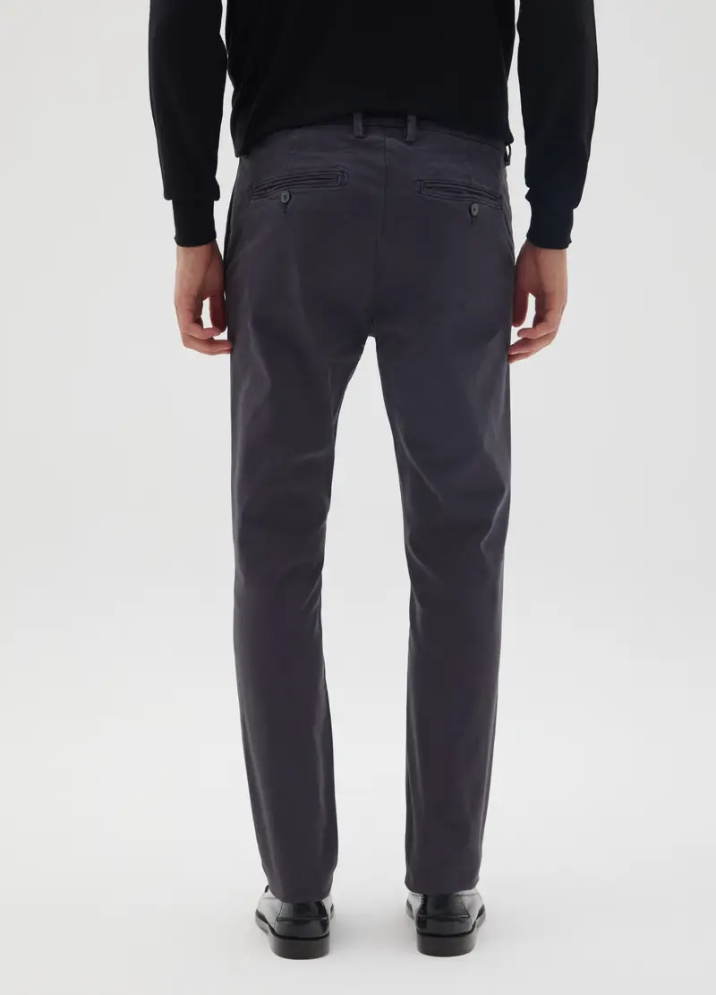 Pantaloni In Cotone Elasticizzato Blu Regular Fit, Uomo, Blu miniatura 3