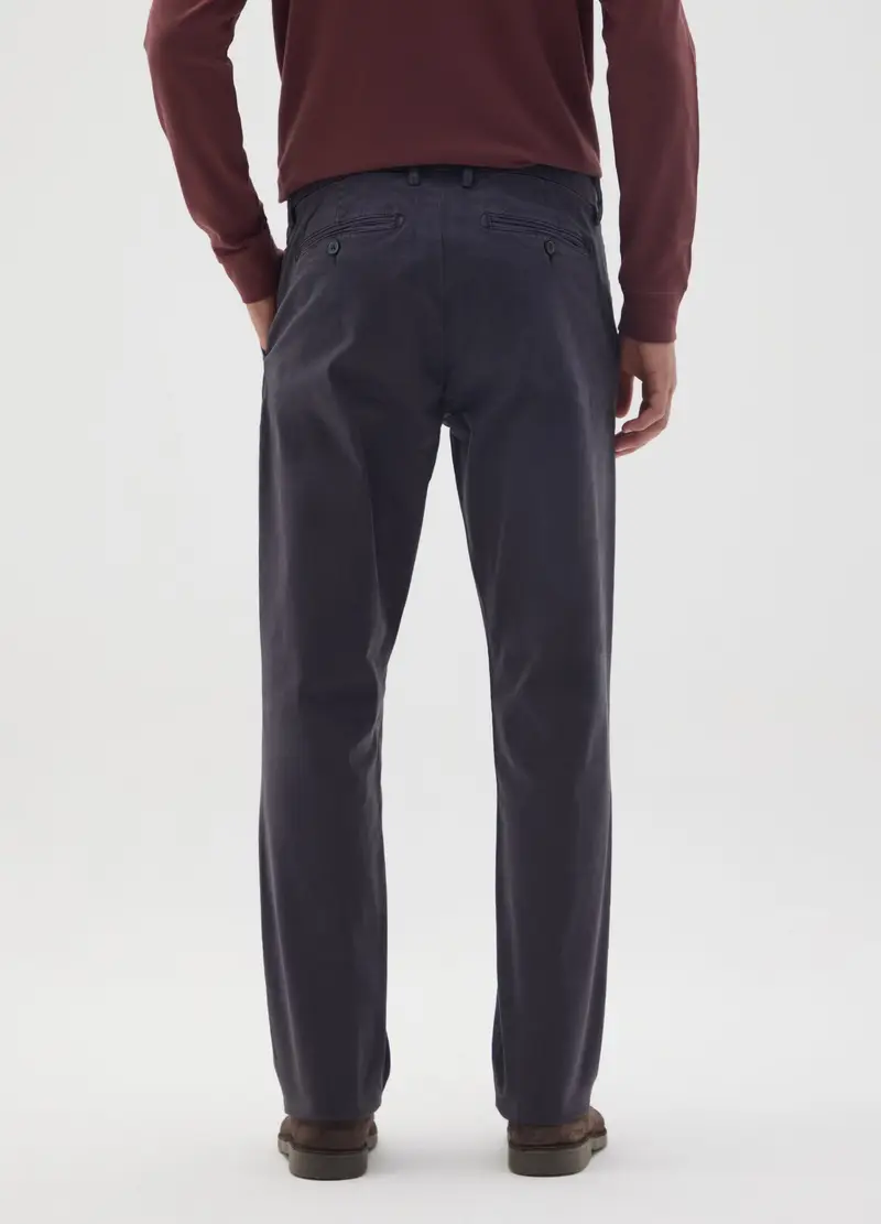 OVS, Pantaloni In Cotone Elasticizzato Blu Regular Fit, Uomo, Blu, Taglia: 44 miniatura 2