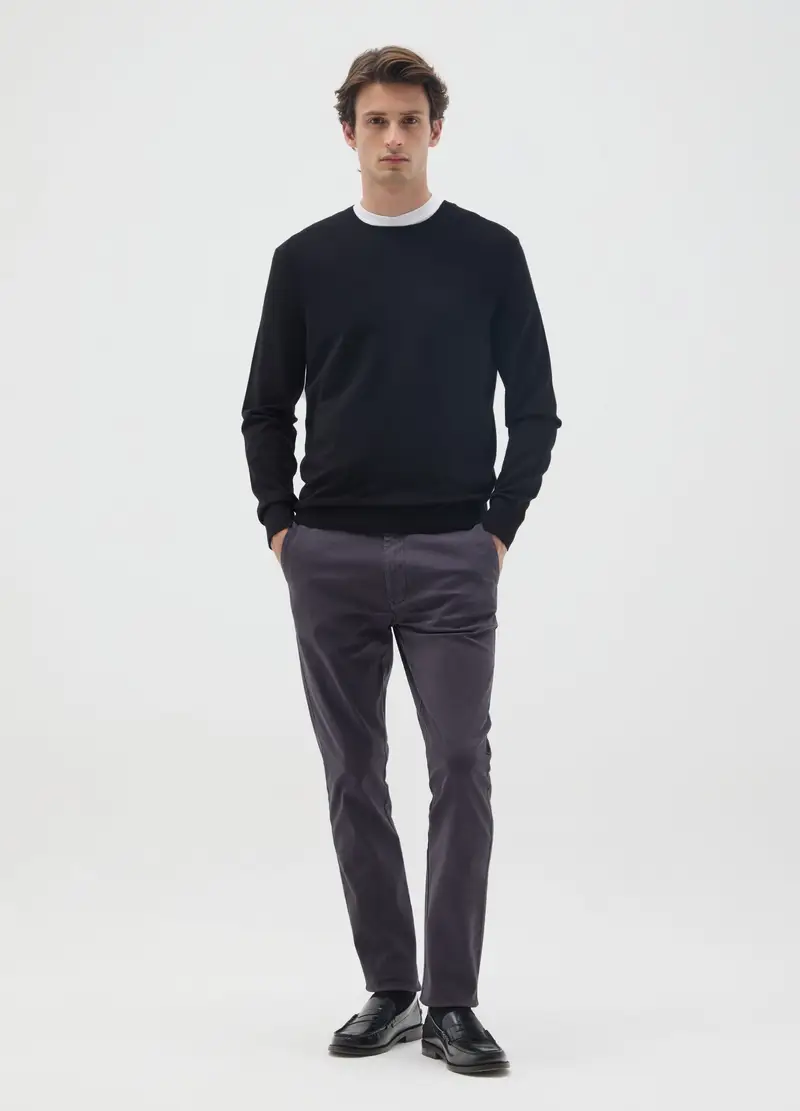 OVS , Pantaloni In Cotone Elasticizzato Blu Regular Fit, Uomo, Blu, Taglia: 44