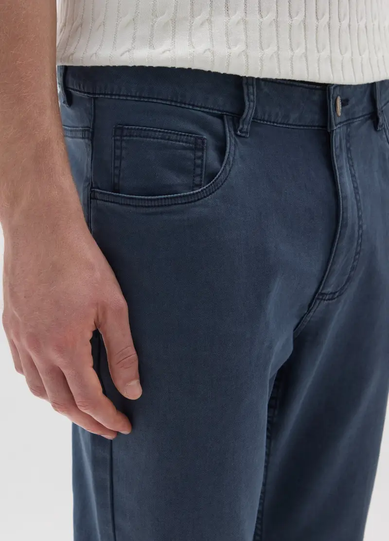 OVS, Pantaloni In Cotone Elasticizzato Blu Slim Fit, Uomo, Blu, Taglia: 44 miniatura 3