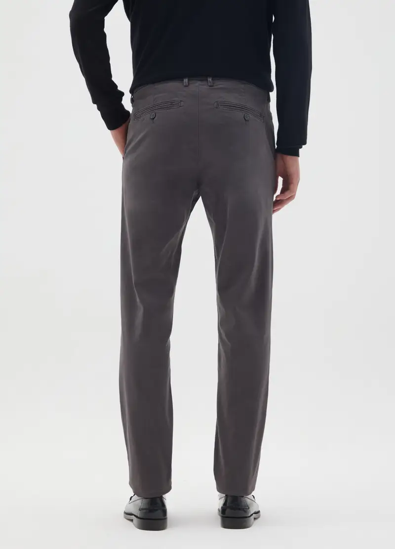 Pantaloni In Cotone Elasticizzato Grigi Regular Fit, Uomo, Grigio miniatura 3