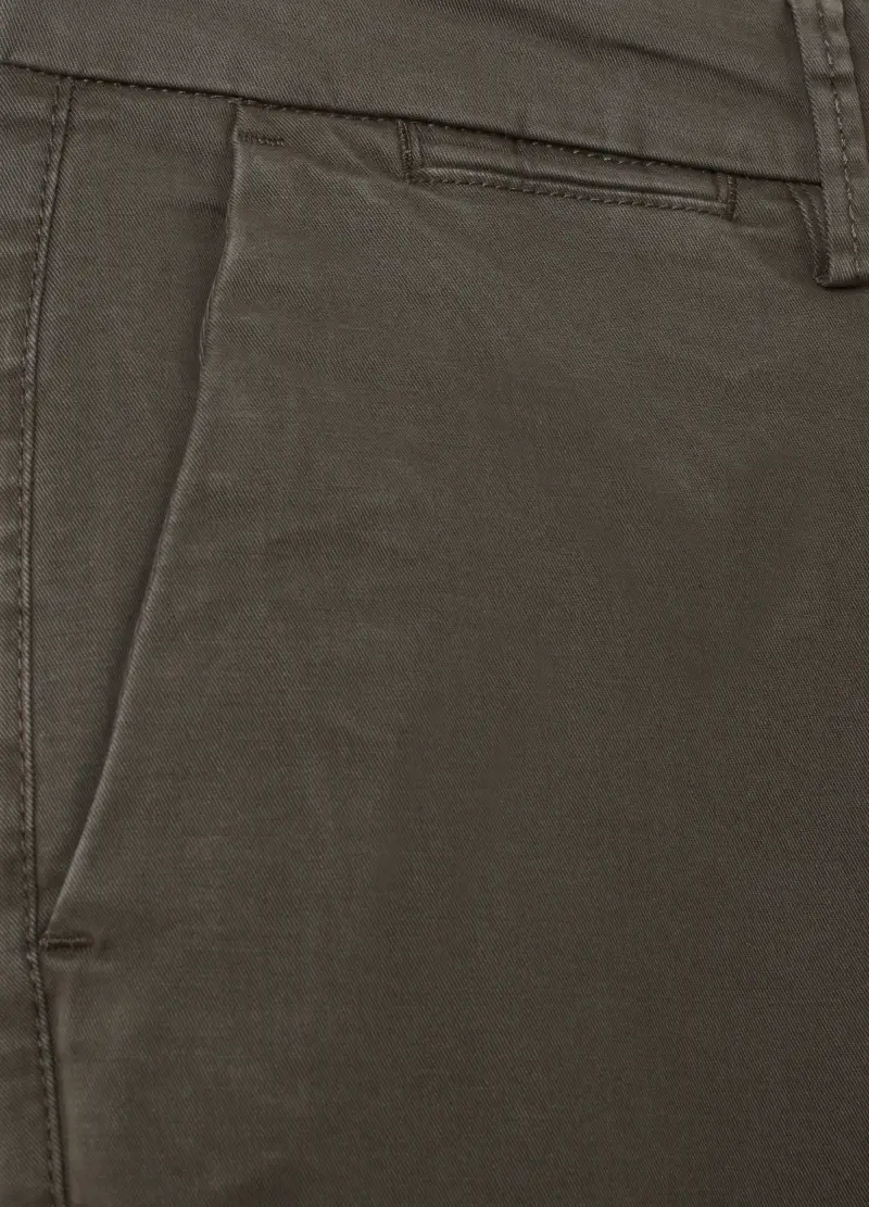 Pantaloni In Cotone Elasticizzato Marrone Regular Fit, Uomo, Marrone miniatura 2