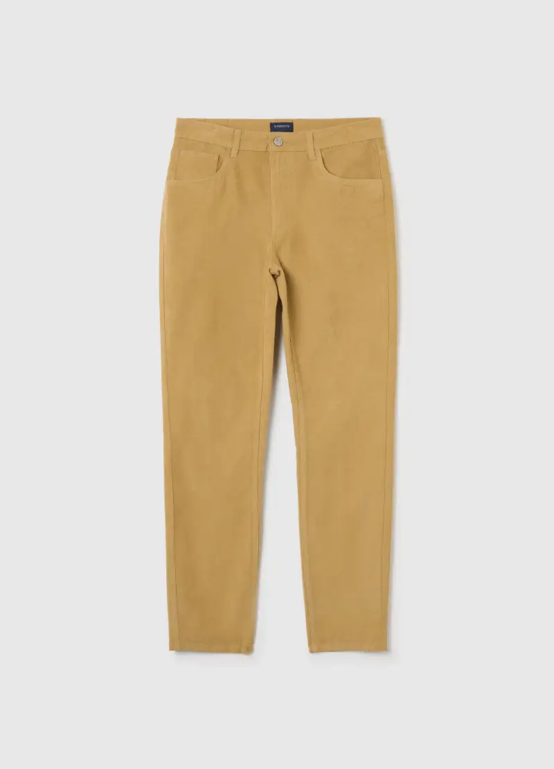 Pantaloni In Cotone Elasticizzato Marroni Slim Fit, Uomo, Marrone
