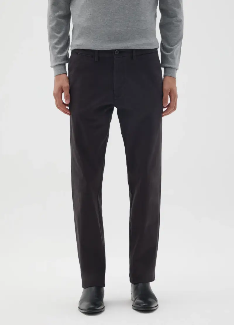 Pantaloni In Cotone Elasticizzato Neri Slim Fit, Uomo, Nero miniatura 2