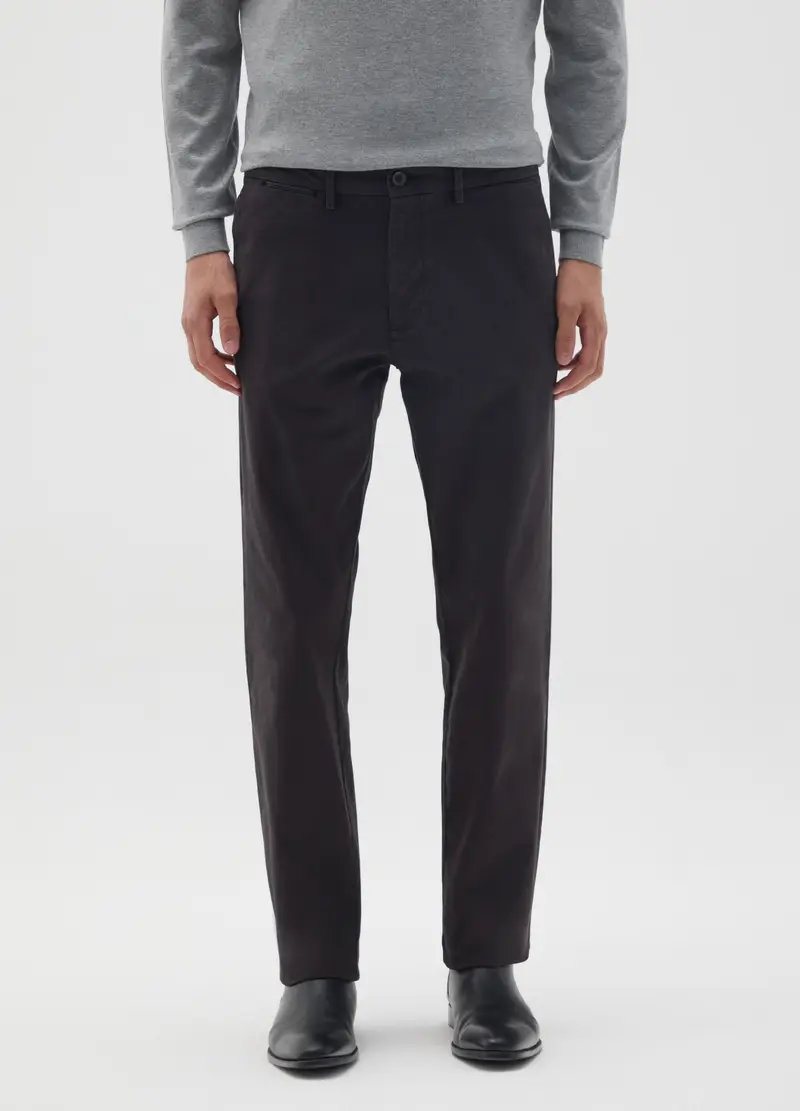 Pantaloni In Cotone Elasticizzato Neri Slim Fit, Uomo, Nero miniatura 2