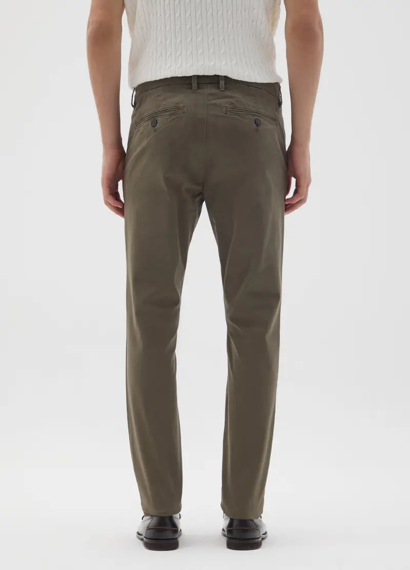 OVS, Pantaloni In Cotone Elasticizzato Verde Regular Fit, Uomo, Verde, Taglia: 44 miniatura 2