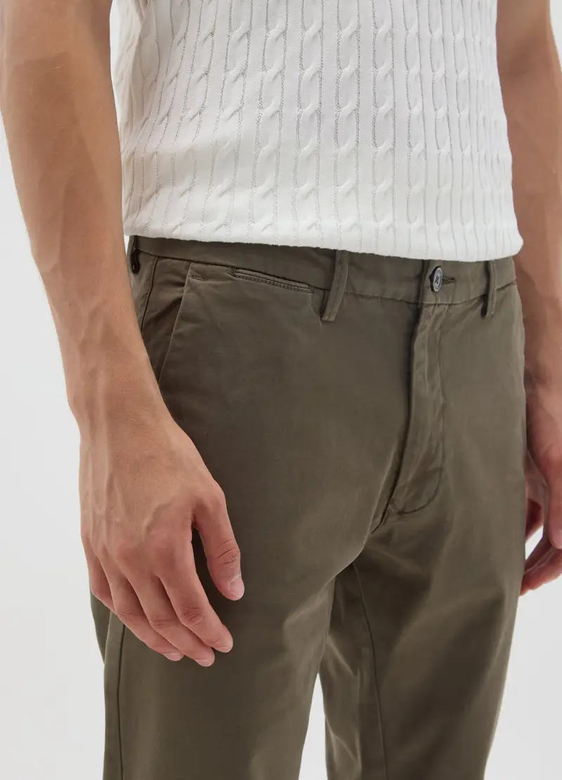 OVS, Pantaloni In Cotone Elasticizzato Verde Regular Fit, Uomo, Verde, Taglia: 44 miniatura 3