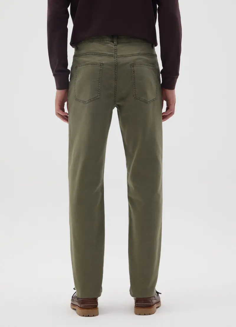 OVS, Pantaloni In Cotone Elasticizzato Verde Slim Fit, Uomo, Verde, Taglia: 44 miniatura 2