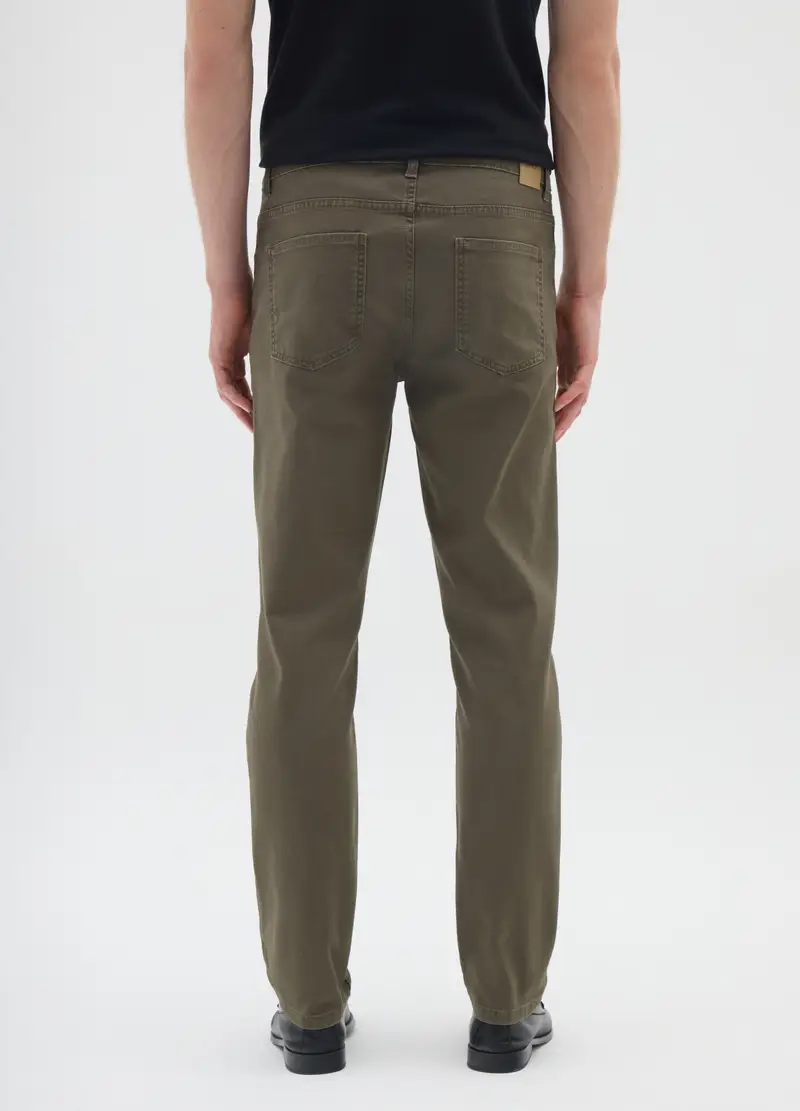 Pantaloni In Cotone Elasticizzato Verdi Slim Fit, Uomo, Verde miniatura 3