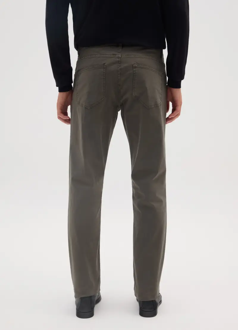 Pantaloni In Cotone Verde Slim Fit, Uomo, Verde miniatura 3