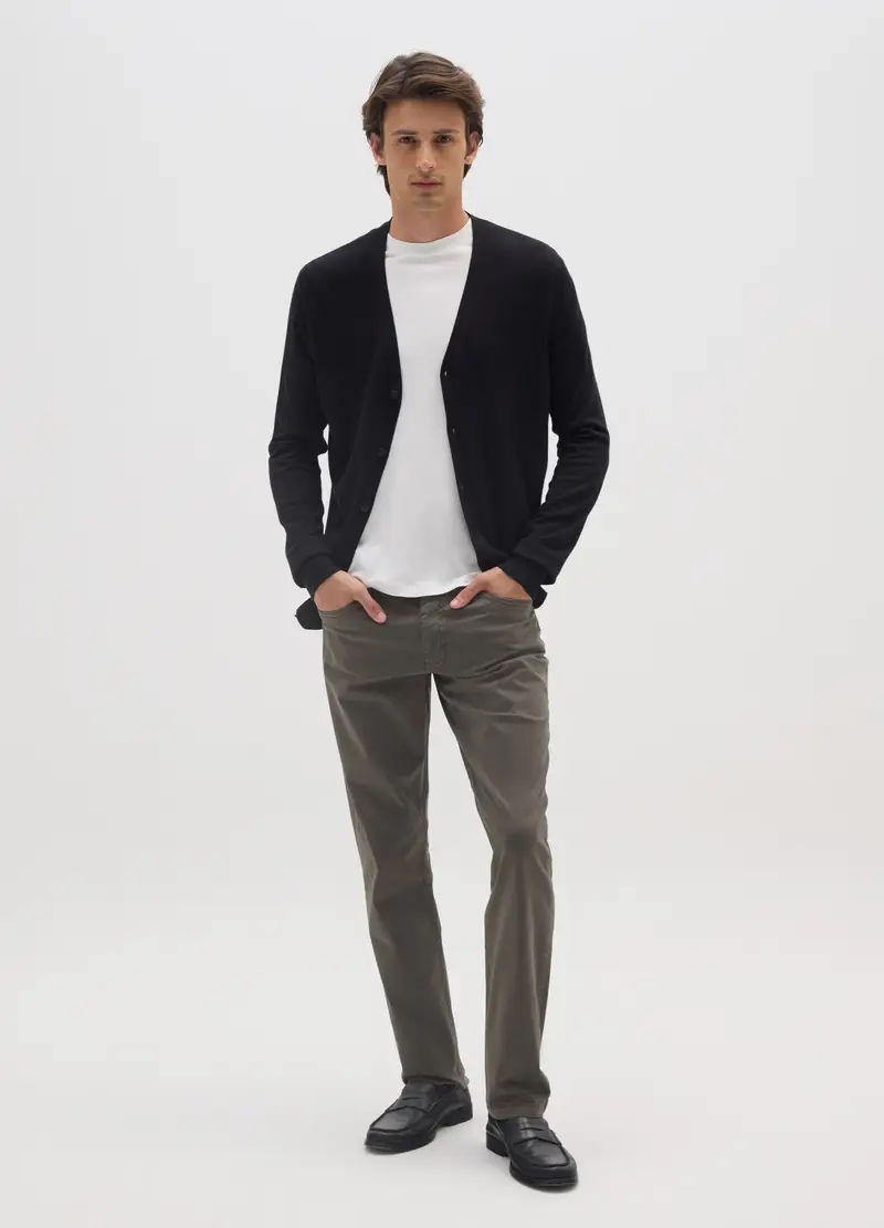 Pantaloni In Cotone Verde Slim Fit, Uomo, Verde