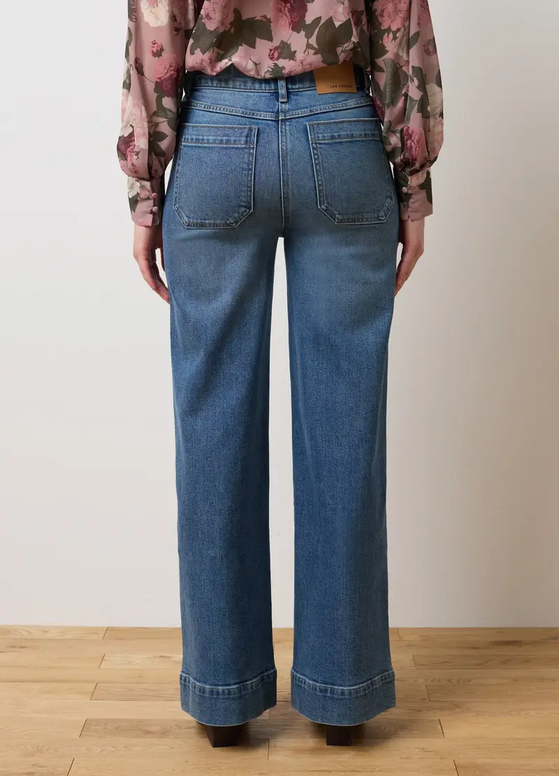 OVS, Pantaloni In Denim Elasticizzato Blu Wide Leg, Donna, Denim, Taglia: 40 miniatura 2
