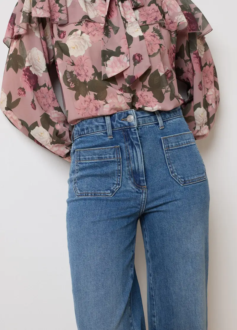 OVS, Pantaloni In Denim Elasticizzato Blu Wide Leg, Donna, Denim, Taglia: 40 miniatura 3