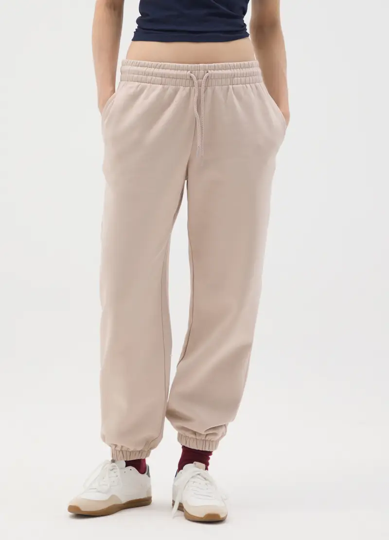 Pantaloni In Misto Cotone Beige Regular Fit, Donna, Beige miniatura 2