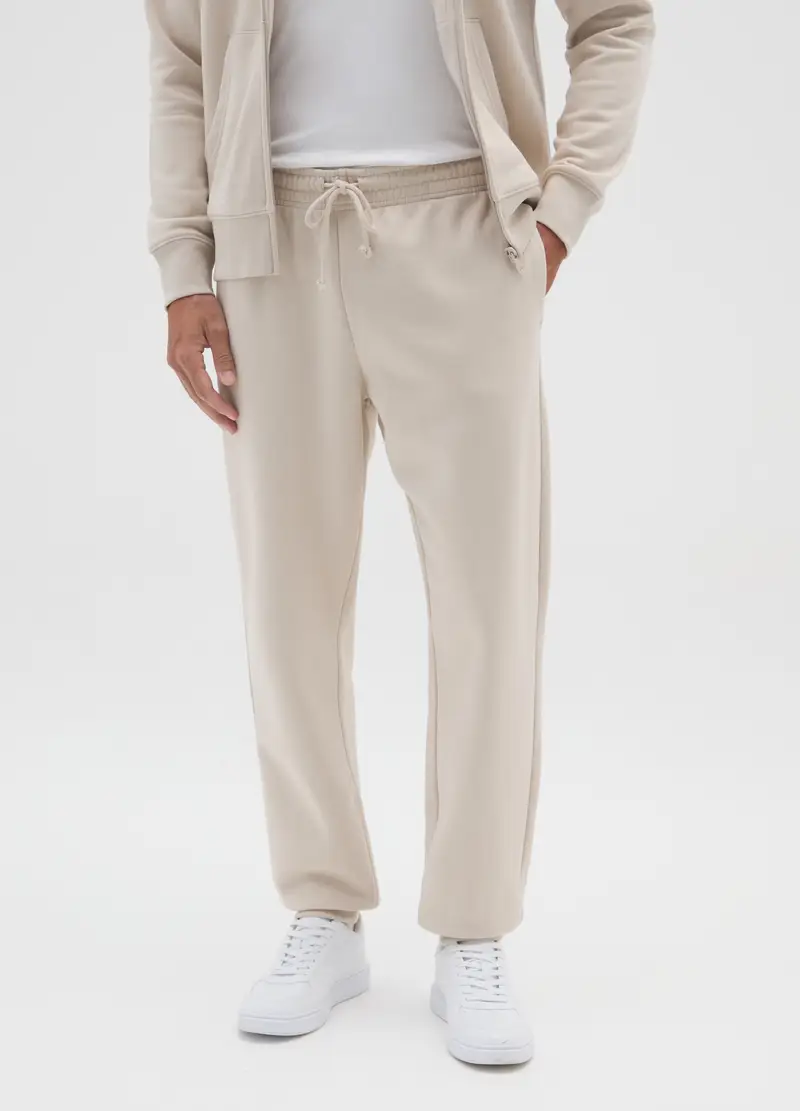 Pantaloni In Misto Cotone Beige Regular Fit, Uomo, Beige miniatura 2