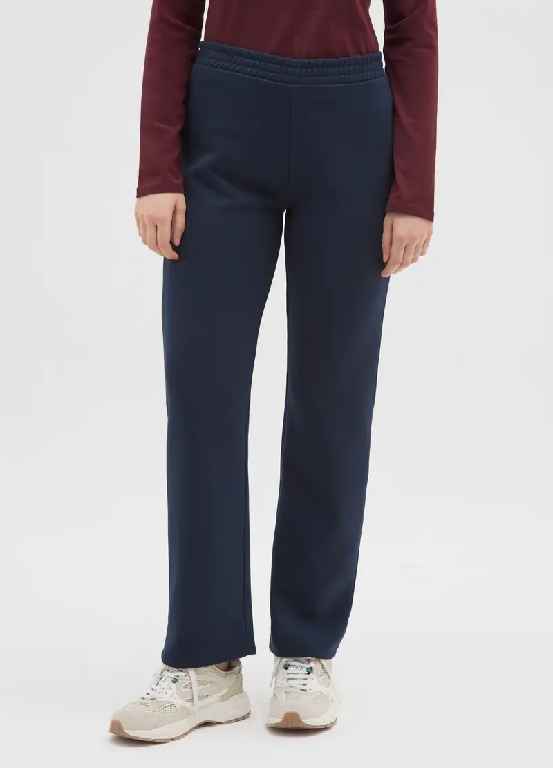 Pantaloni In Misto Cotone Blu Regular Fit Con Vita Elasticizzata, Donna, Blu miniatura 2