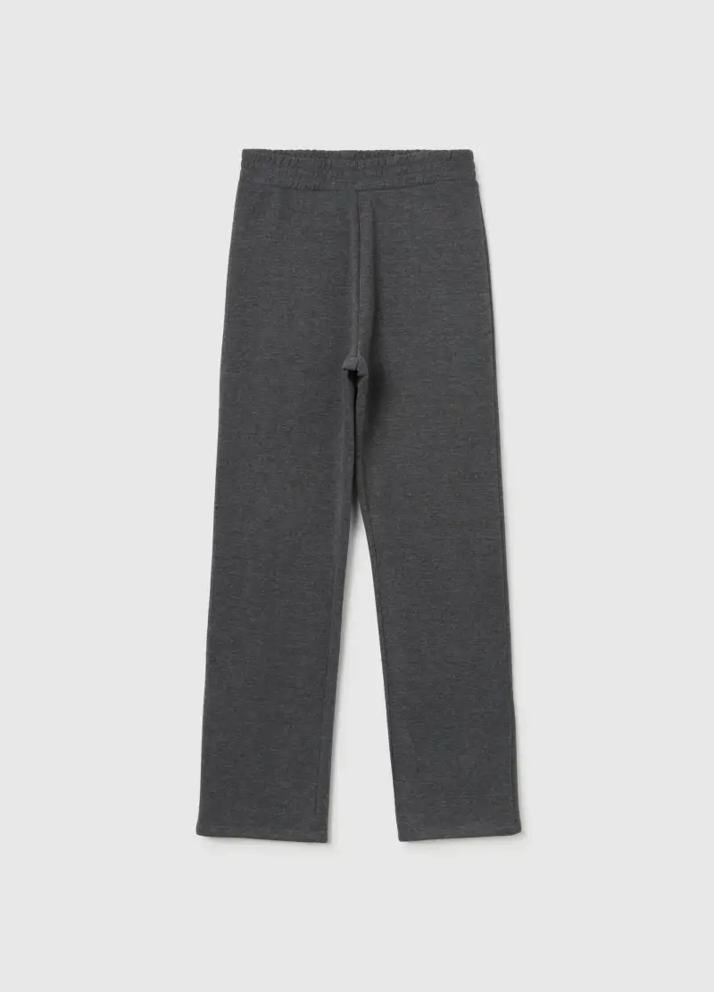 Pantaloni In Misto Cotone Grigi Regular Fit Con Vita Elasticizzata, Donna, Grigio