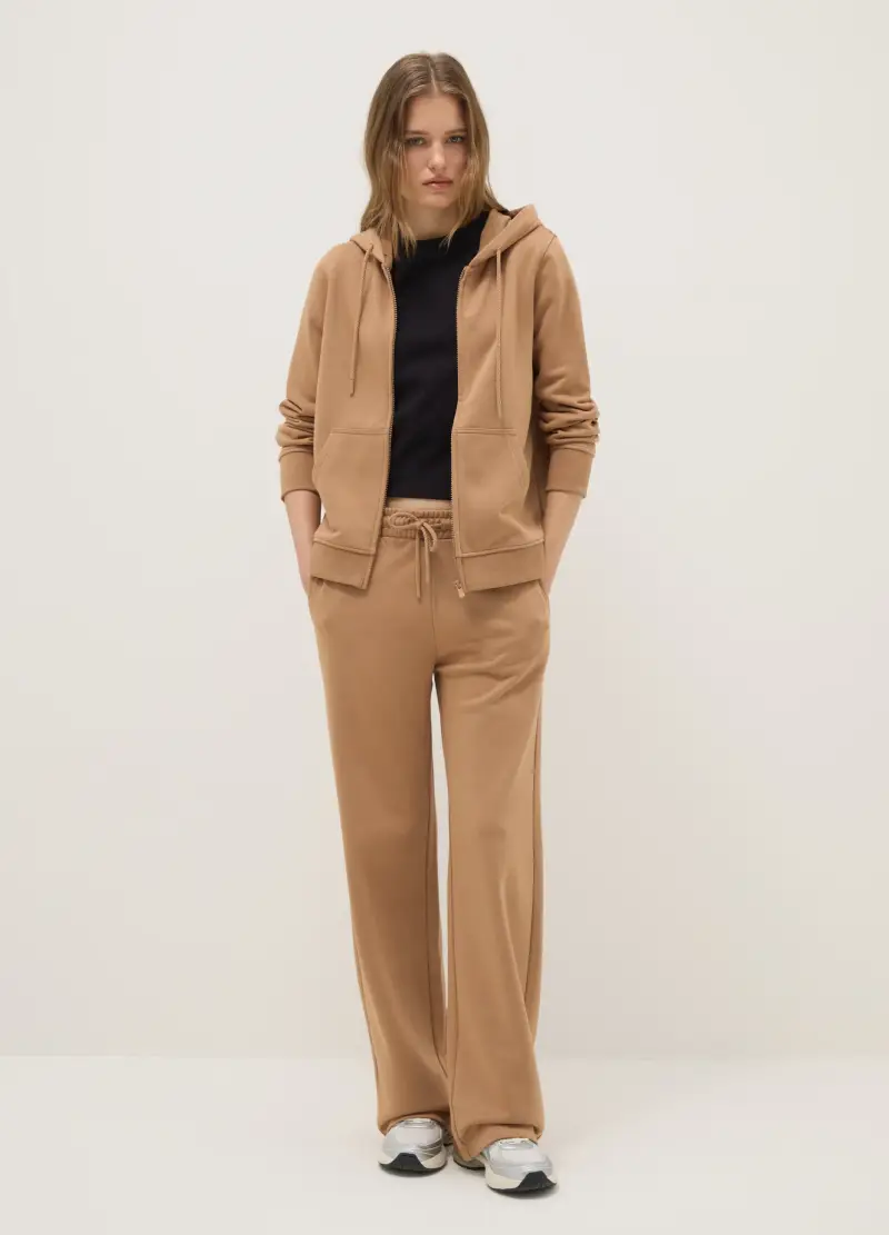 Pantaloni In Misto Cotone Marroni Regular Fit, Donna, Marrone