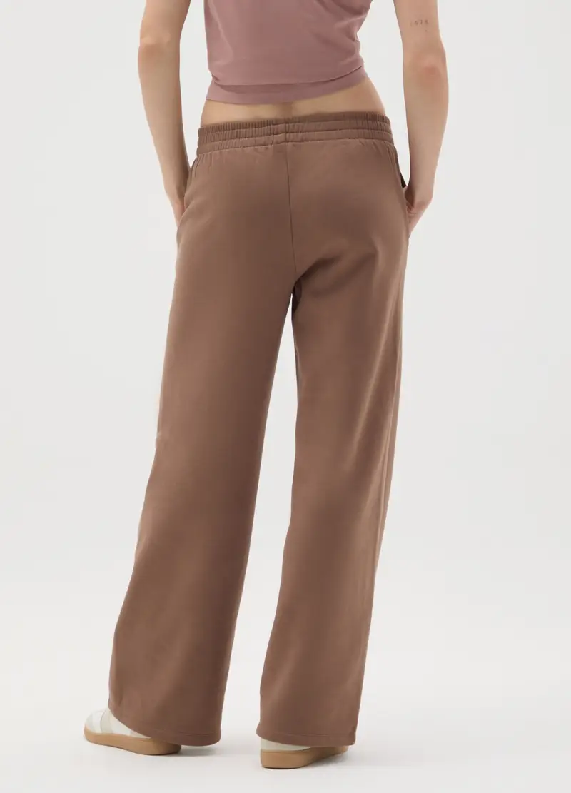 Pantaloni In Misto Cotone Multicolor Relaxed, Donna, Marrone miniatura 3
