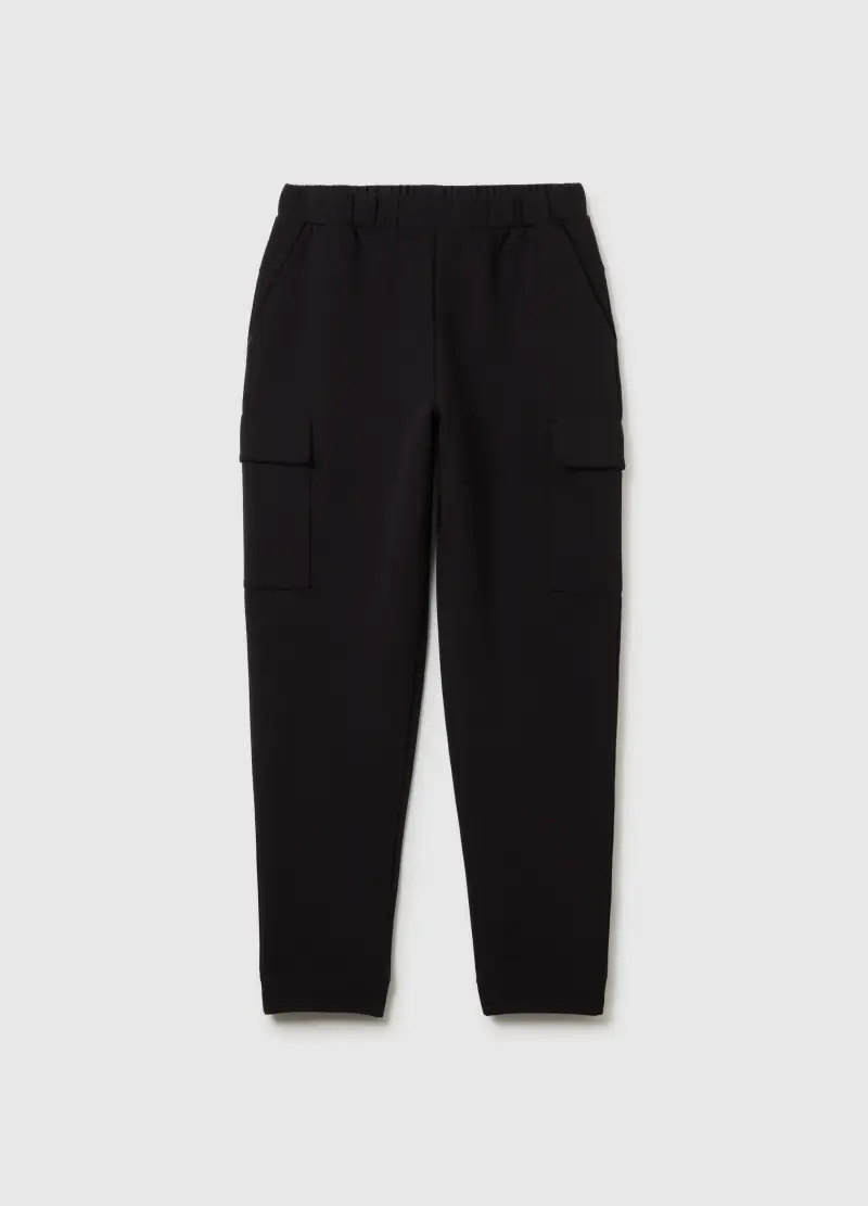Pantaloni In Misto Cotone Nero Regular Fit, Uomo, Nero