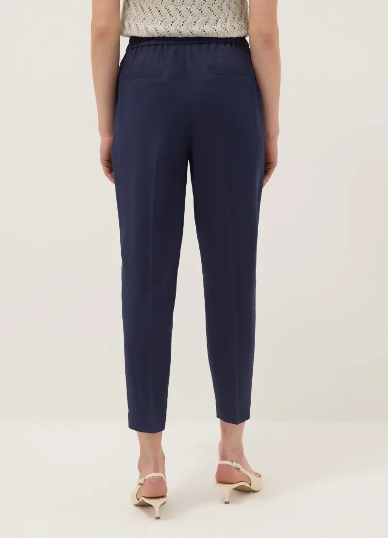 Pantaloni In Misto Viscosa Blu Regular Fit, Donna, Blu miniatura 3
