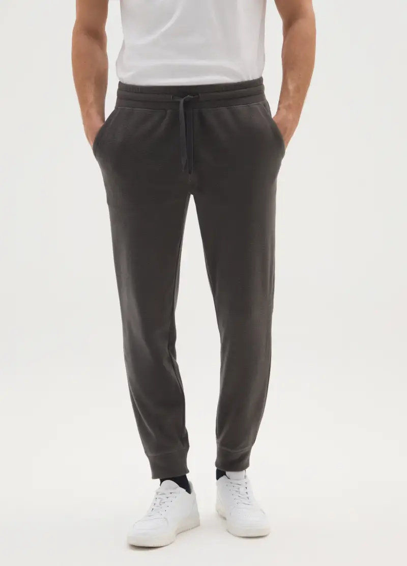 Pantaloni In Pile Grigi Regular Fit Con Vita Elastica, Uomo, Grigio miniatura 2