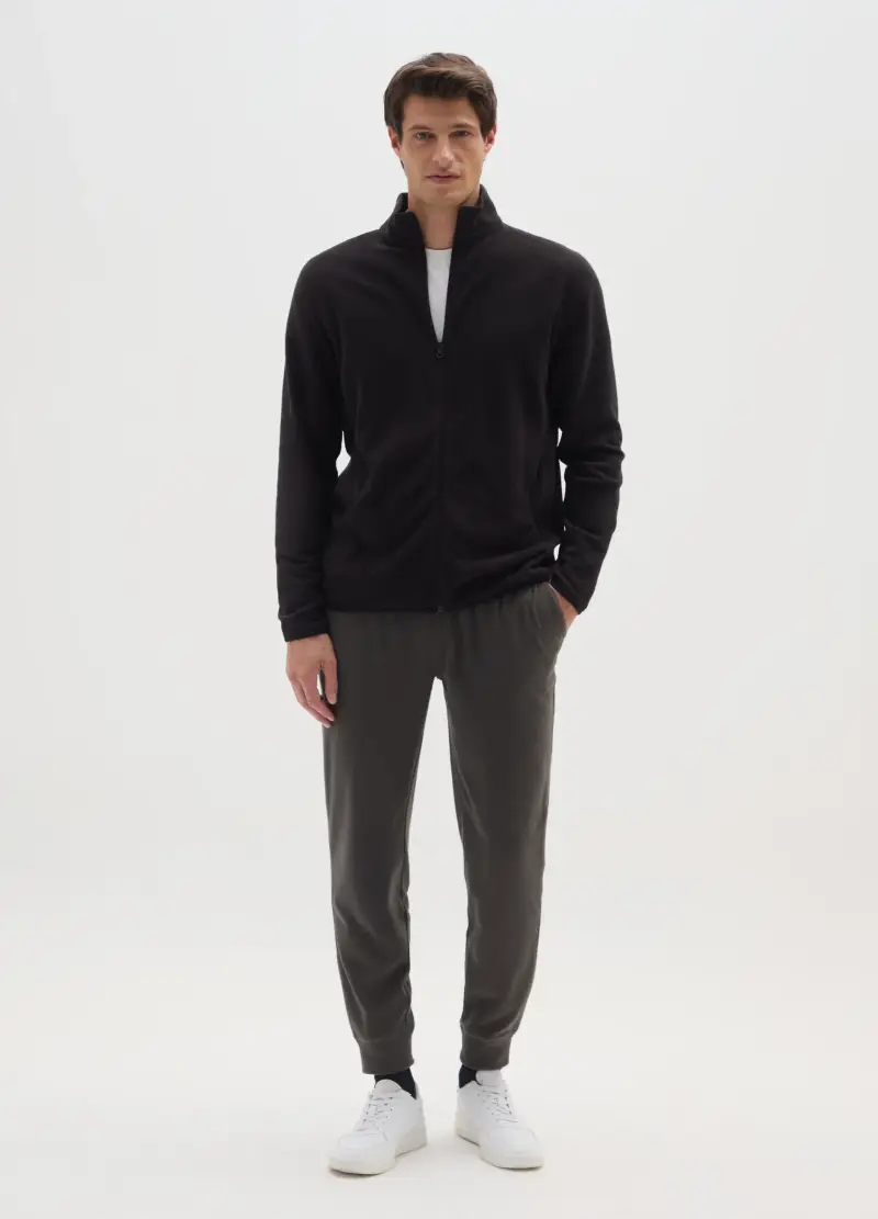 Pantaloni In Pile Grigi Regular Fit Con Vita Elastica, Uomo, Grigio