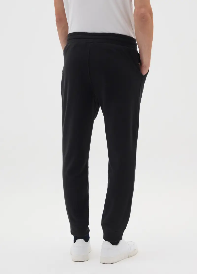 Pantaloni In Pile Neri Regular Fit Con Vita Elastica, Uomo, Nero miniatura 3