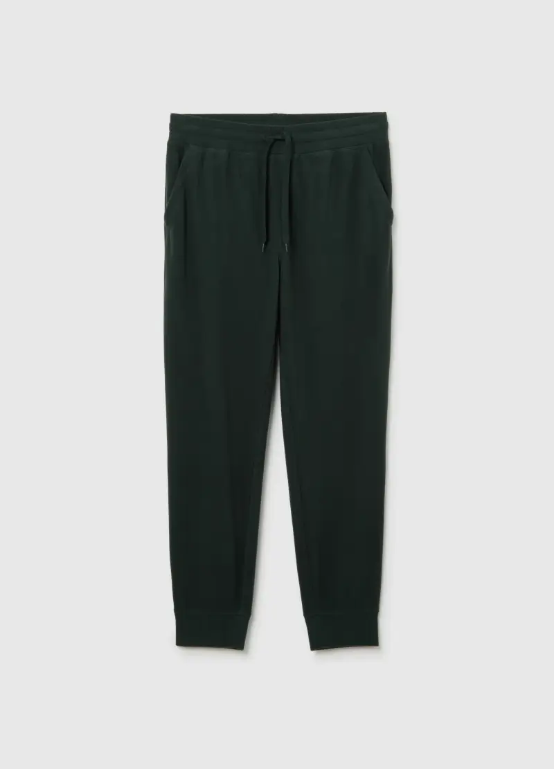 Pantaloni In Pile Verdi Regular Fit Con Vita Elastica, Uomo, Verde