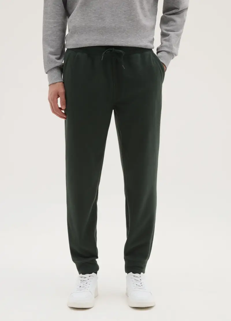 Pantaloni In Pile Verdi Regular Fit Con Vita Elastica, Uomo, Verde miniatura 2