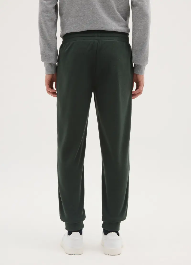 Pantaloni In Pile Verdi Regular Fit Con Vita Elastica, Uomo, Verde miniatura 3