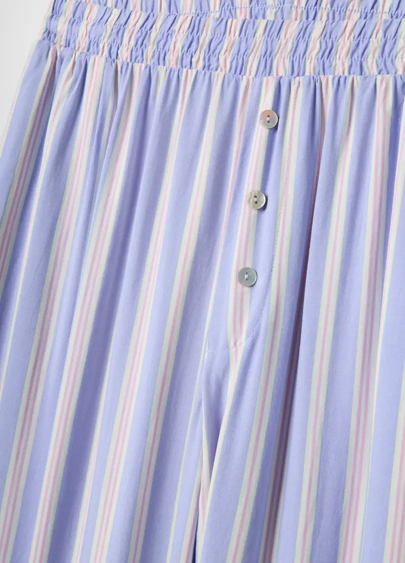 Pantaloni In Pura Viscosa A Righe Multicolor Regular Fit, Donna, Multicolor miniatura 2