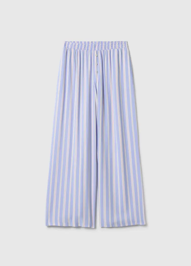 Pantaloni In Pura Viscosa A Righe Multicolor Regular Fit, Donna, Multicolor