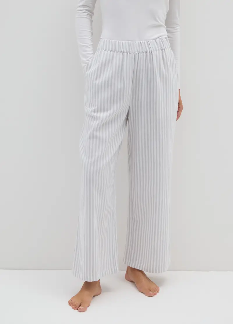 Pantaloni In Puro Cotone Grigi Regular Fit, Donna, Multicolor miniatura 2