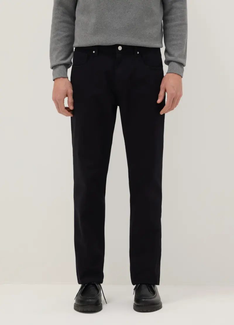 Pantaloni In Puro Cotone Nero Regular Fit, Uomo, Nero miniatura 2