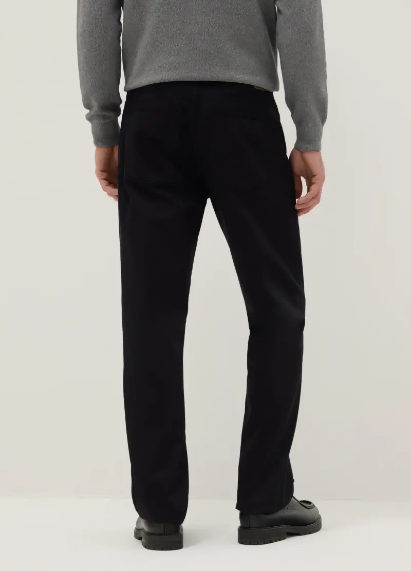 Pantaloni In Puro Cotone Nero Regular Fit, Uomo, Nero miniatura 3