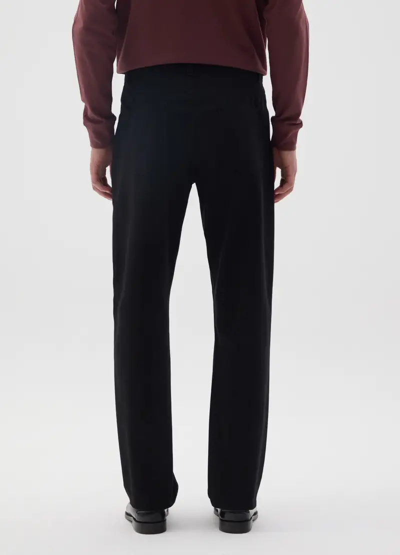 OVS, Pantaloni In Puro Cotone Nero Regular Fit, Uomo, Nero, Taglia: 46 miniatura 2