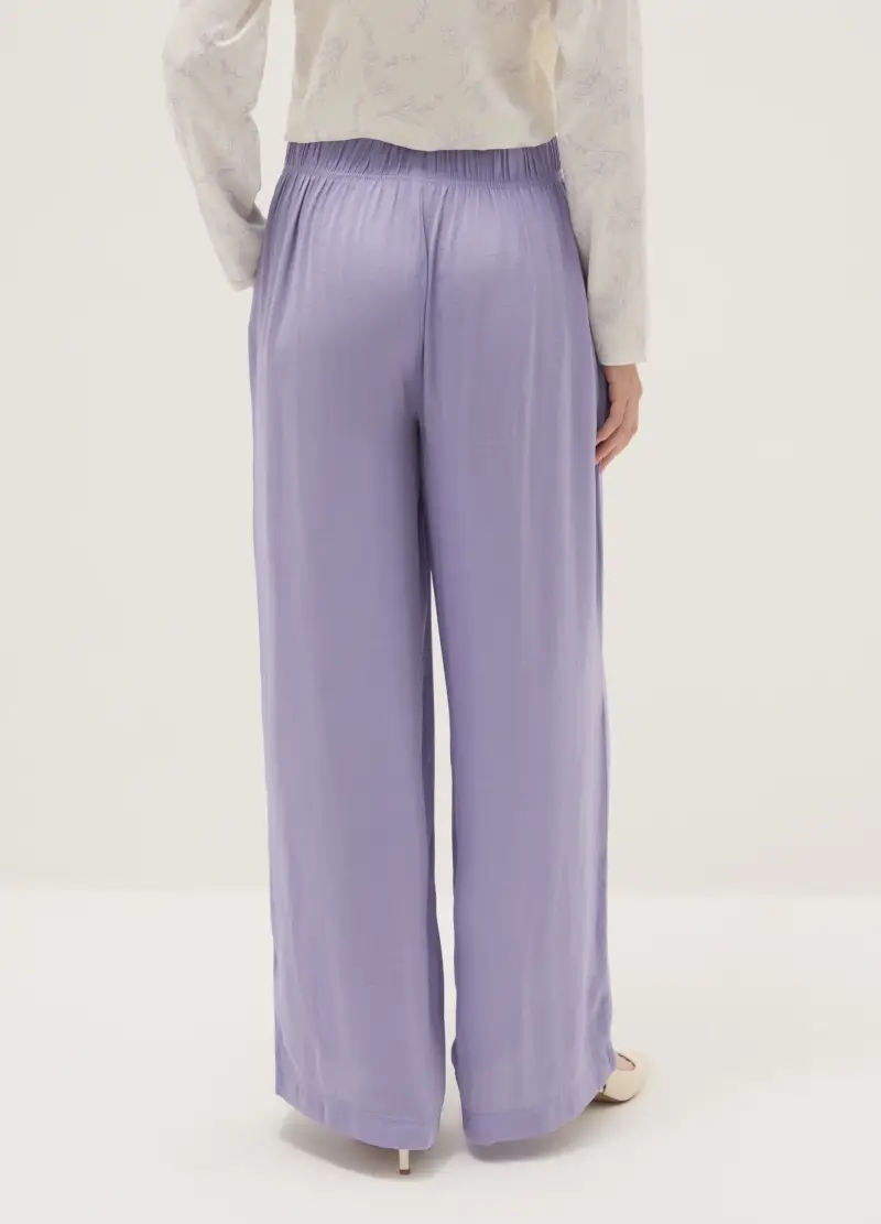 Pantaloni In Puro Cotone Viola Regular Fit, Donna, Viola miniatura 3