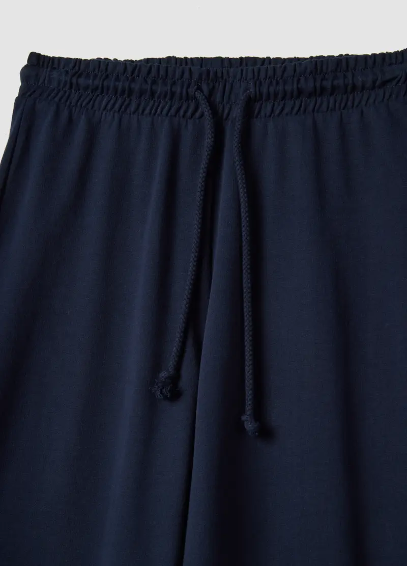 Pantaloni Jogger Baggy In Puro Cotone Blu, Donna, Blu miniatura 2