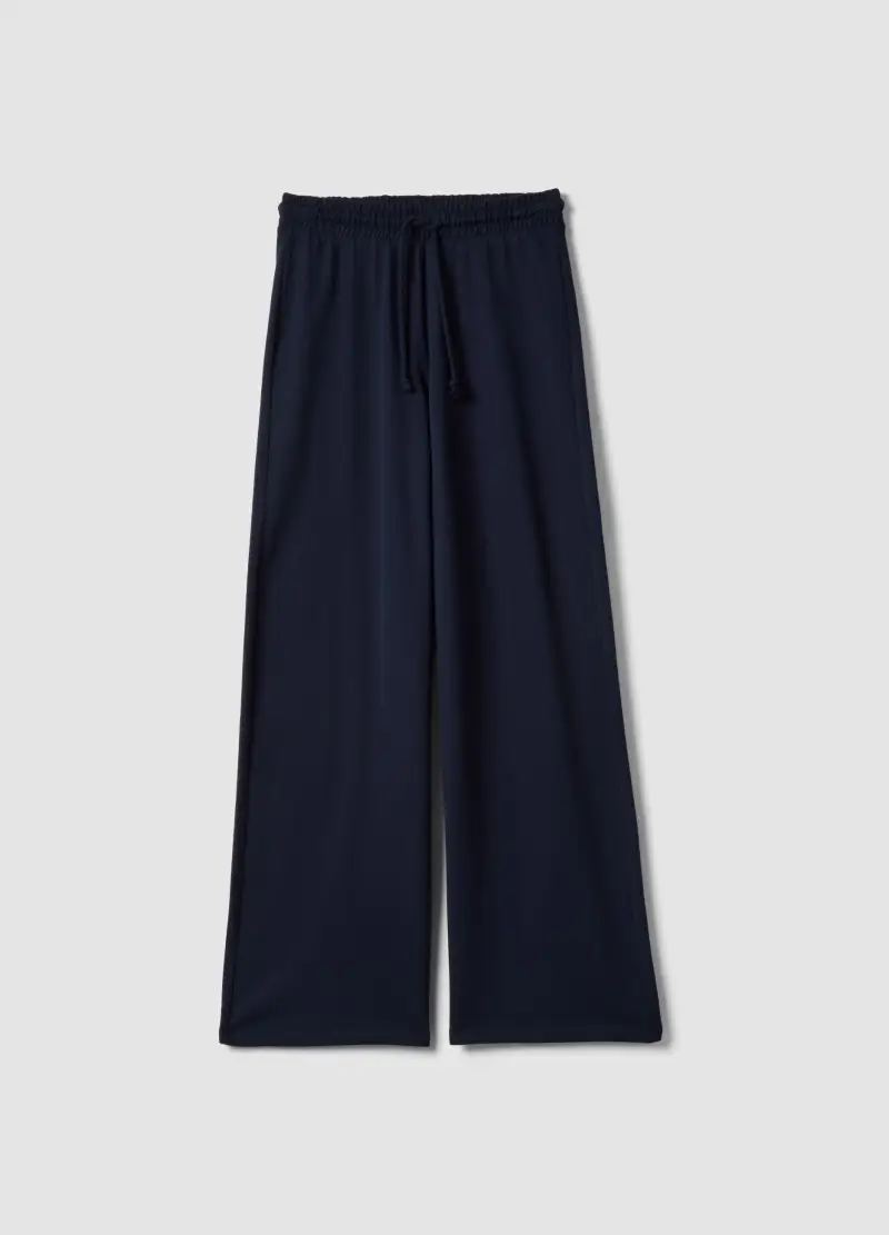 Pantaloni Jogger Baggy In Puro Cotone Blu, Donna, Blu