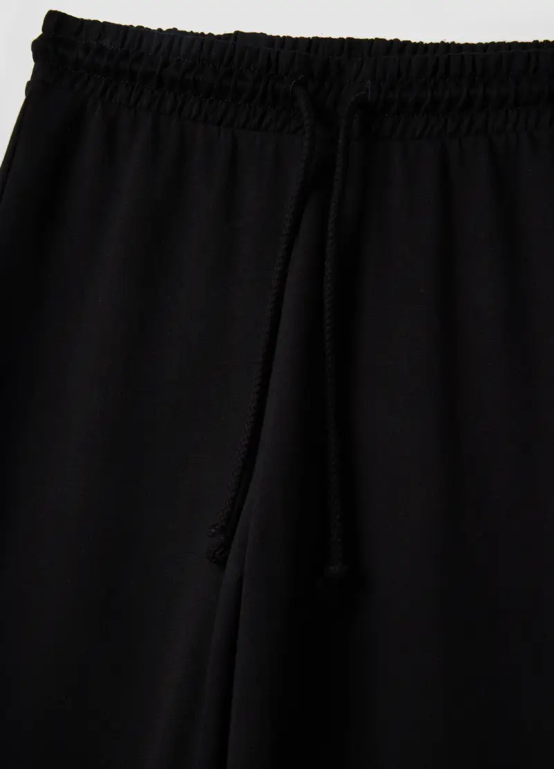 Pantaloni Jogger Baggy In Puro Cotone Nero, Donna, Nero miniatura 2