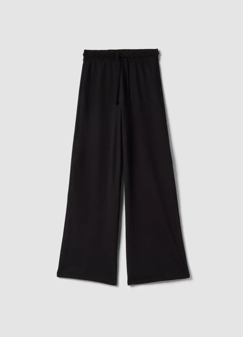 Pantaloni Jogger Baggy In Puro Cotone Nero, Donna, Nero