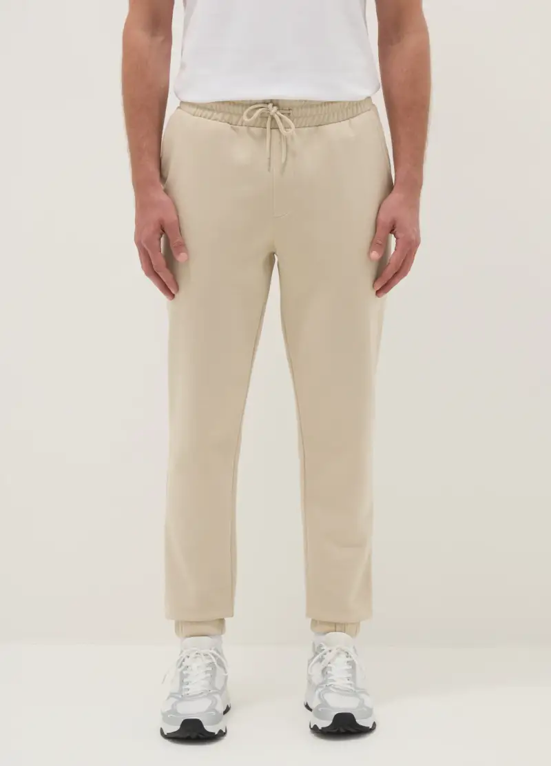 Pantaloni Jogger Beige In Misto Cotone Regular Fit, Uomo, Beige miniatura 2