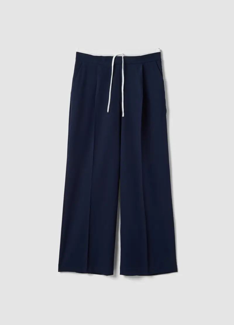 Pantaloni Jogger Blu Regular Fit Con Vita Elastica, Donna, Blu