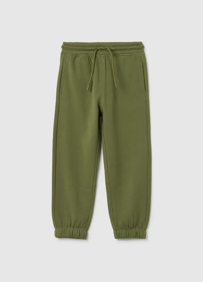 OVS, Pantaloni Jogger Da Bambino In Puro Cotone Verde Regular Fit, Verde, Taglia: 3-4