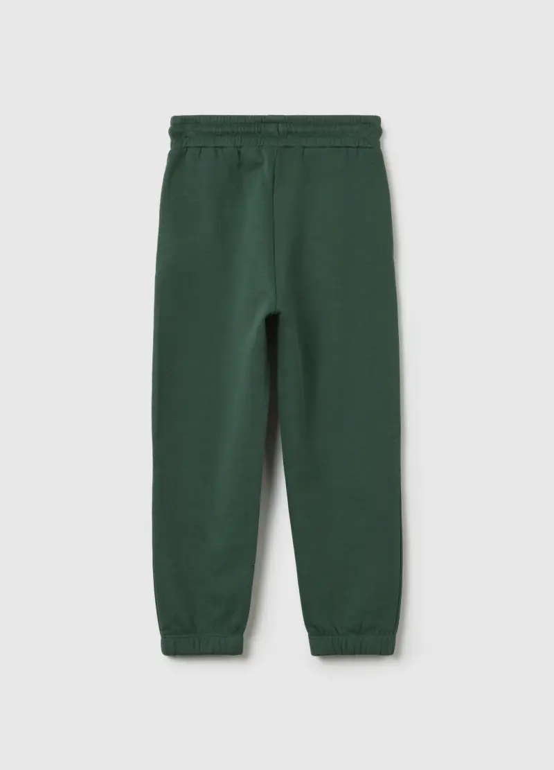 Pantaloni Jogger Da Bambino In Puro Cotone Verde, Verde miniatura 2