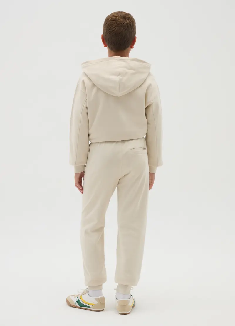 Pantaloni Jogger Da Ragazzo In Puro Cotone Beige Regular Fit, Bambino, Beige miniatura 2