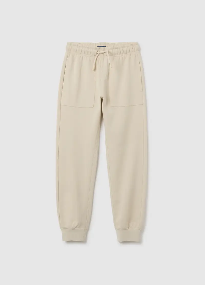 OVS, Pantaloni Jogger Da Ragazzo In Puro Cotone Beige Regular Fit, Bambino, Beige, Taglia: 10-11 miniatura 3